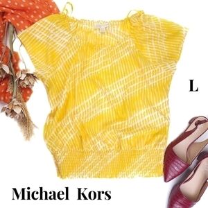 New Michael Kors Yellow Spring Summer Top Sz L